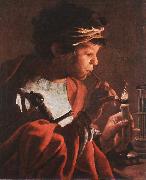 Boy Lighting a Pipe aer TERBRUGGHEN, Hendrick